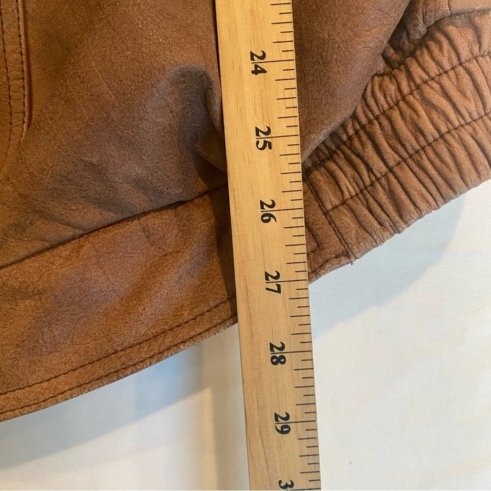 Men's Vintage Brown Leather Bomber Jacket, Size Large - Picture 6 of 7